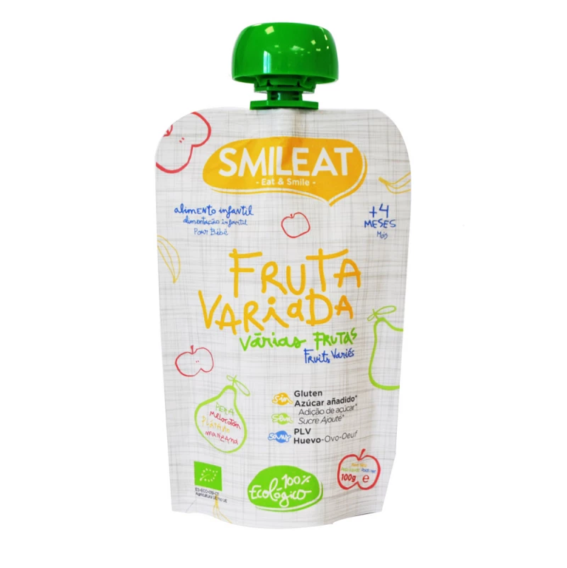 Smileat - Pouch de Fruta Variada Ecológica, Ingredientes Naturales
